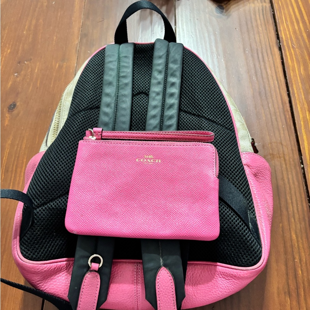 Coach Pink and Tan Women's Backpack with Wallet - Picture 7 of 9